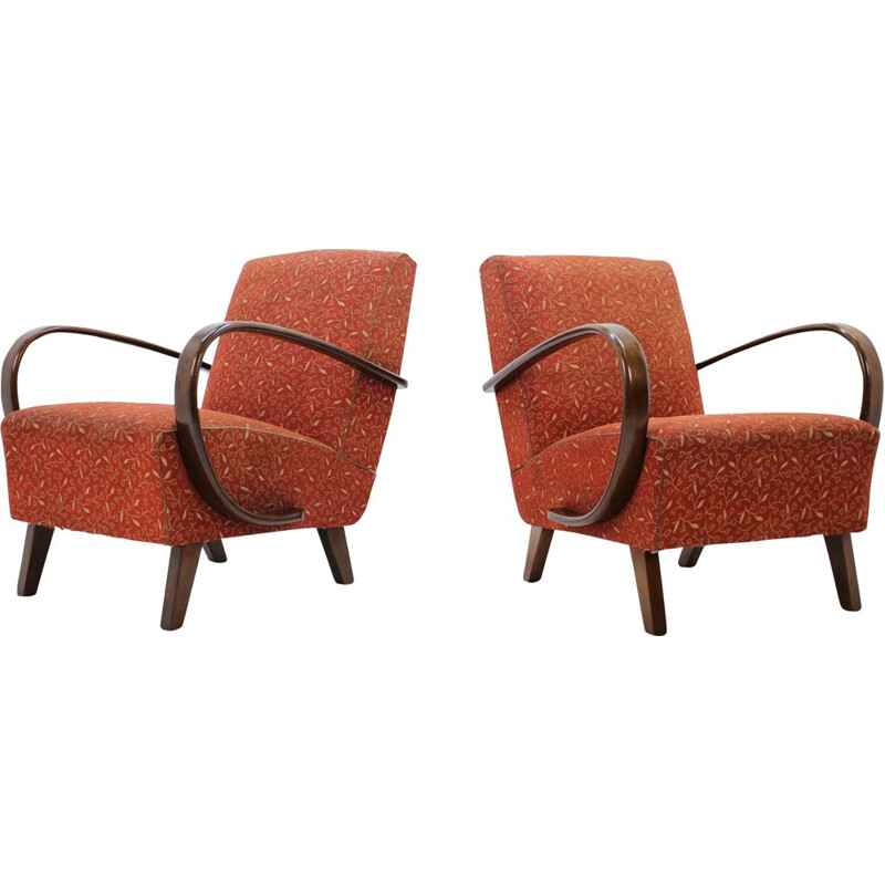 Set of 2 vintage retro armchairs by Jindřich Halabala