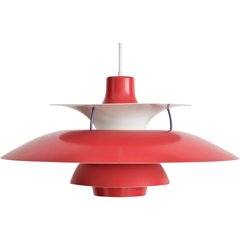 Vintage hanging lamp red PH5 by Poul Henningsen for Louis Poulsen Denmark