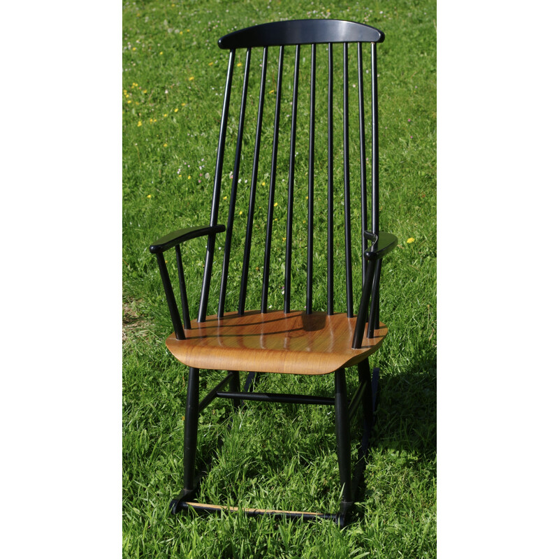 Rocking chair scandinave bicolore 1960