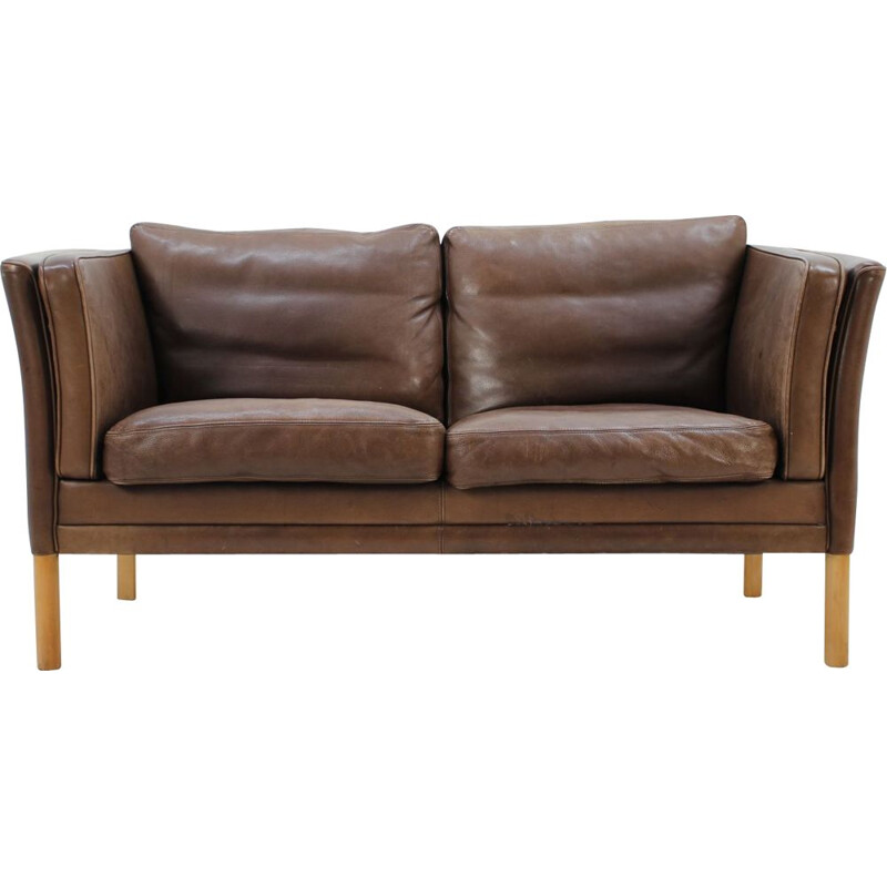 Vintage Danish 2-seater sofa in leather from the 60s