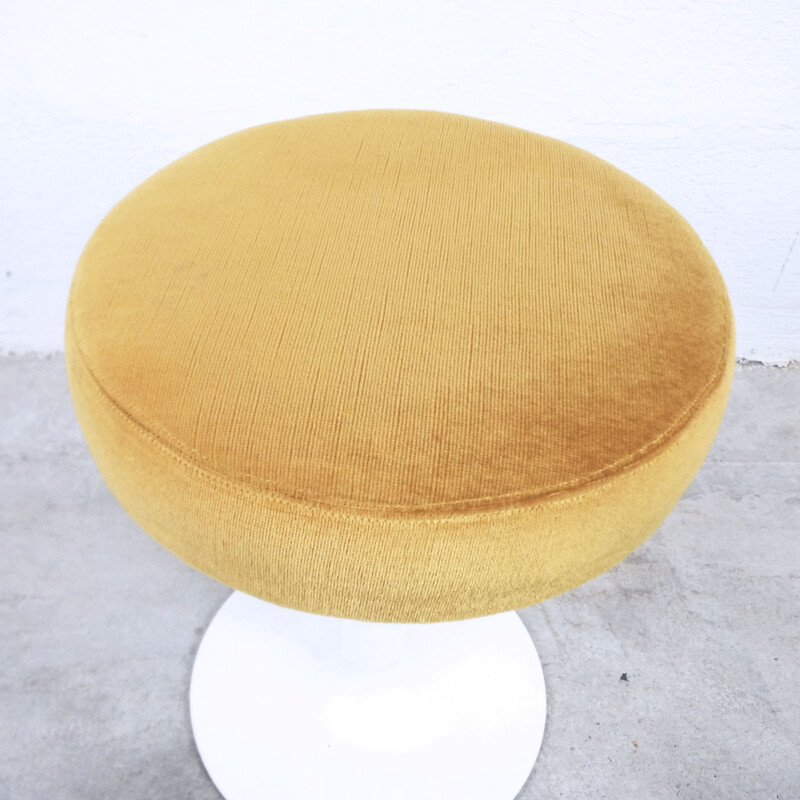 Vintage white stool with yellow velvet seat