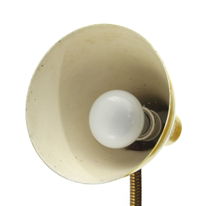 Vintage floor lamp in brass and yellow shade 1950s