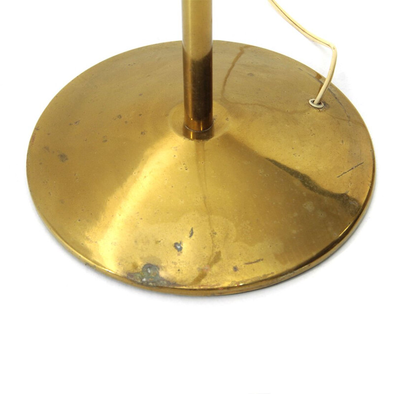 Vintage floor lamp in brass and yellow shade 1950s