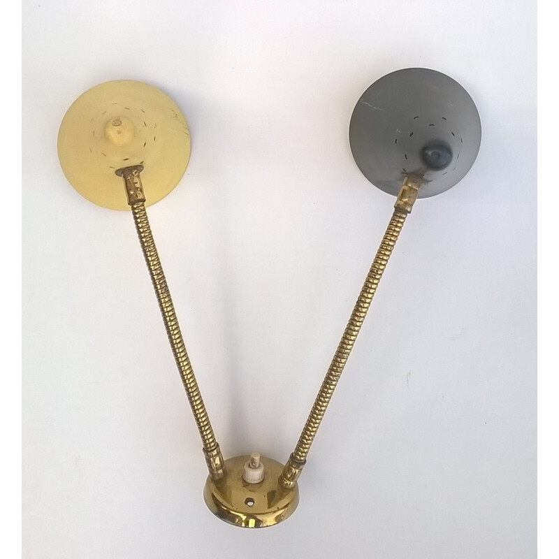 Brass and colored metal Stilux wall lamp - 1950s