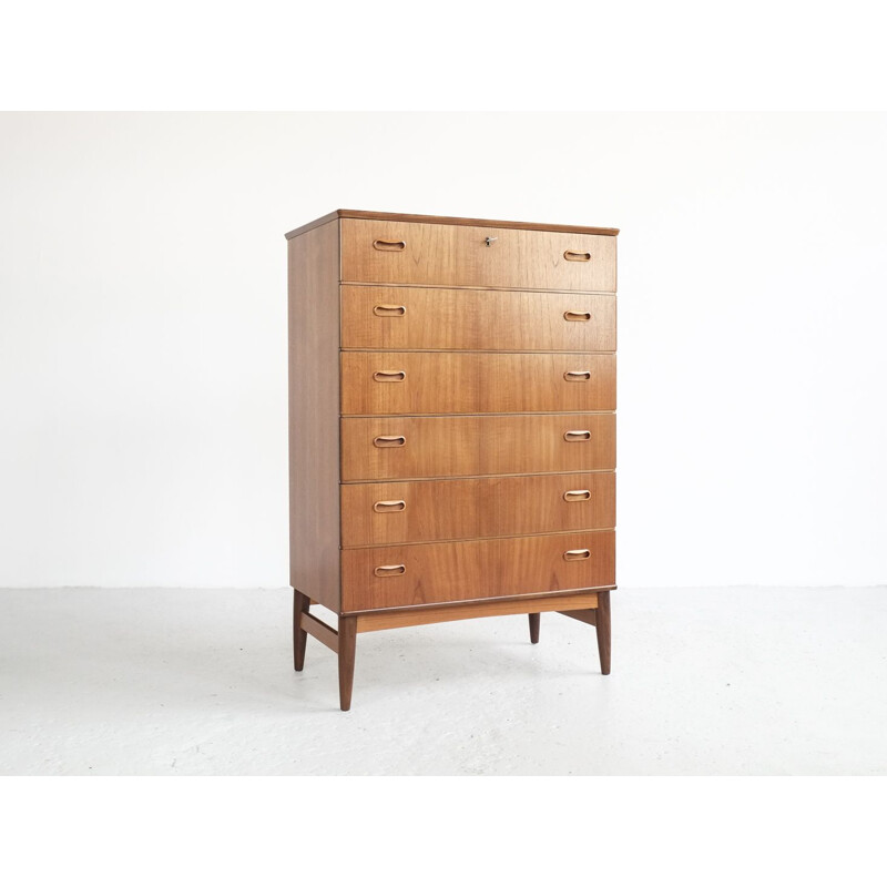 Vintage chest of 6 drawers in teak by Omann Jun 1960s