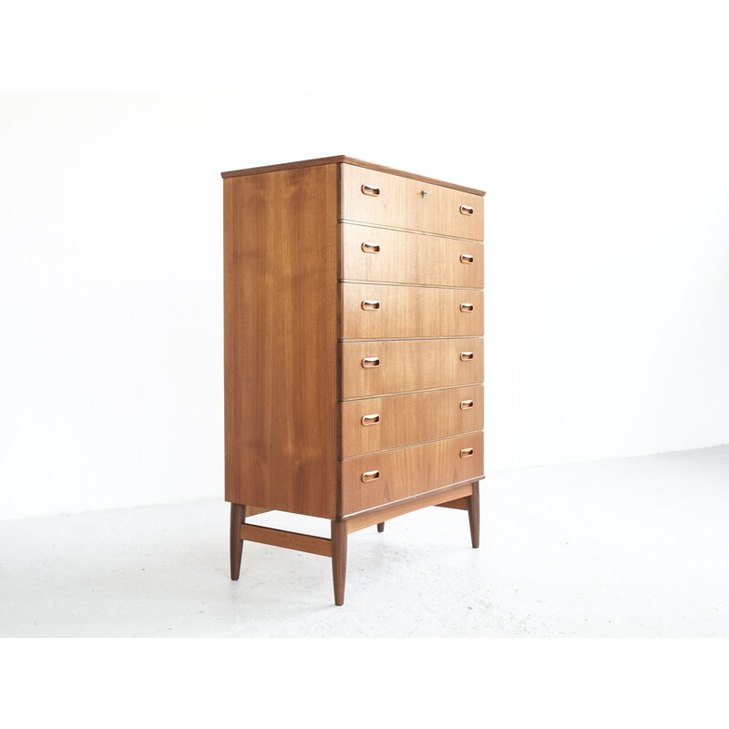 Vintage chest of 6 drawers in teak by Omann Jun 1960s