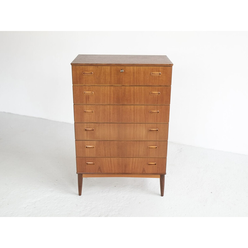 Vintage chest of 6 drawers in teak by Omann Jun 1960s