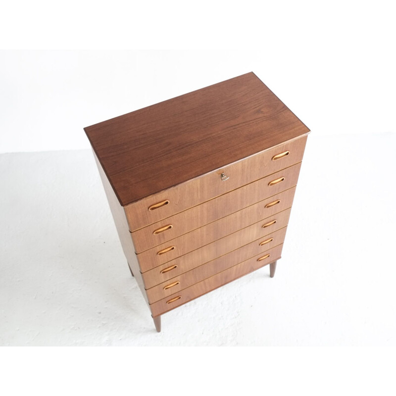 Vintage chest of 6 drawers in teak by Omann Jun 1960s