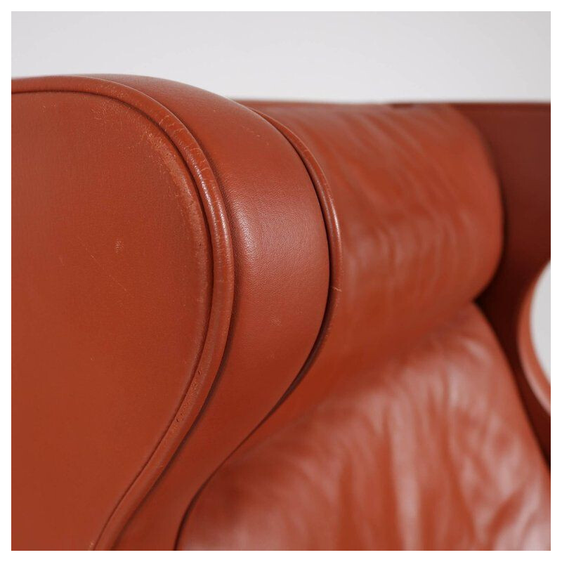 Vintage leather and wood armchair by Borge Mogensen for Fredericia, Denmark 1960