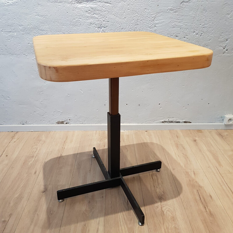 Vintage table Les Arcs in solid pine by Charlotte Perriand, France 1960