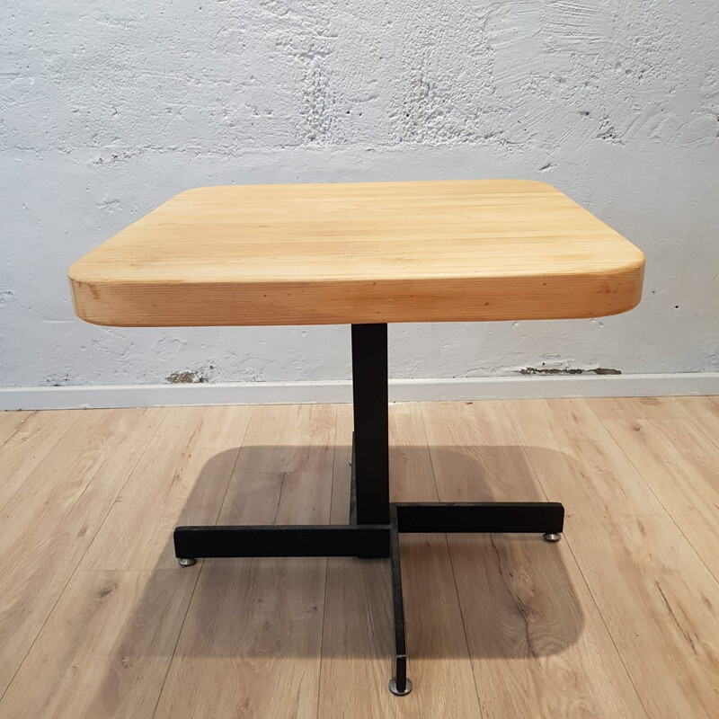 Vintage table Les Arcs in solid pine by Charlotte Perriand, France 1960