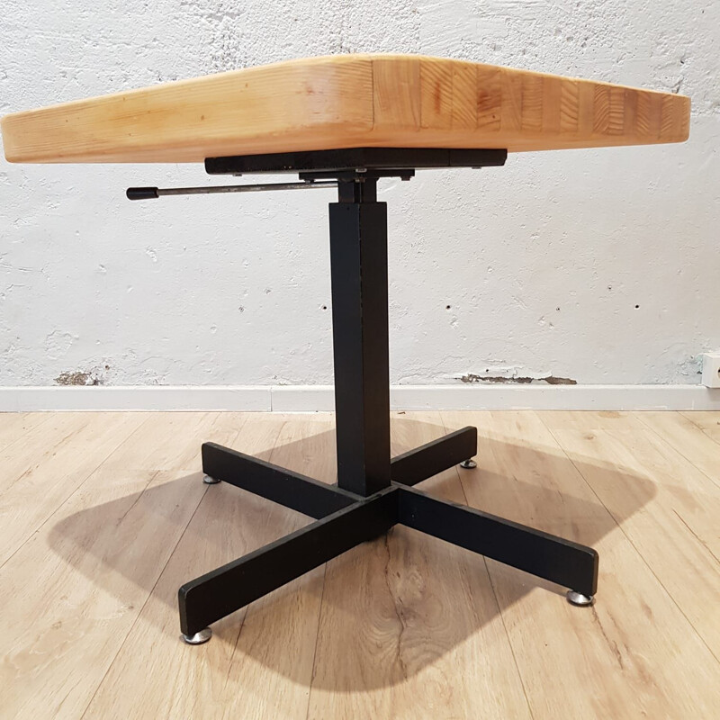 Vintage table Les Arcs in solid pine by Charlotte Perriand, France 1960