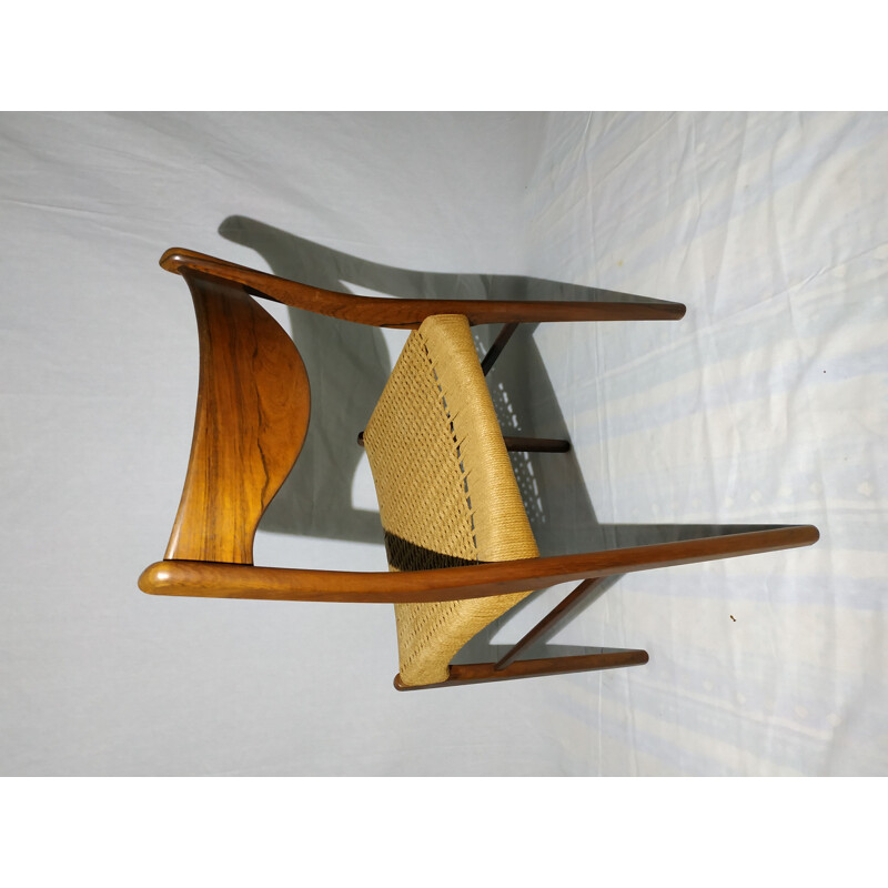 Chaise vintage en corde  Modèle GS60 scandinave par Arne Wahl Iversen 1960