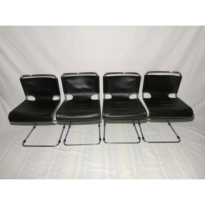 Set of 4 vintage chairs Biscia by Pascal Mourgue for Steiner 1970