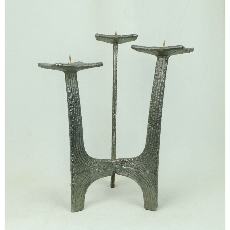 Vintage candlestick three-legged in iron Germany 1960s