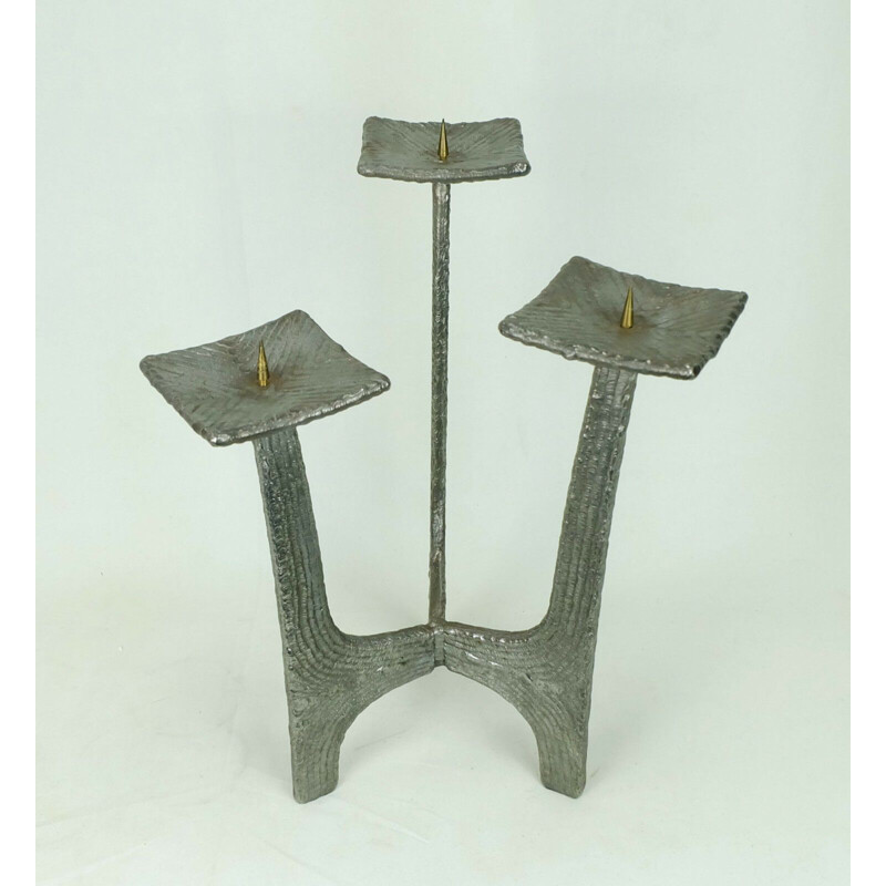 Vintage candlestick three-legged in iron Germany 1960s