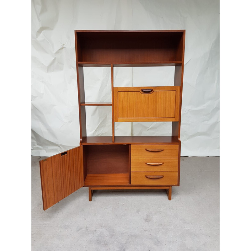 Vintage wall bookcase in teak by Stonehill