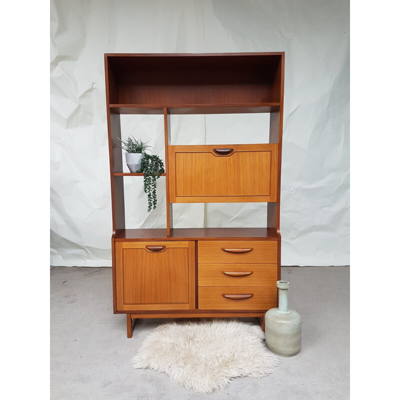 Vintage wall bookcase in teak by Stonehill