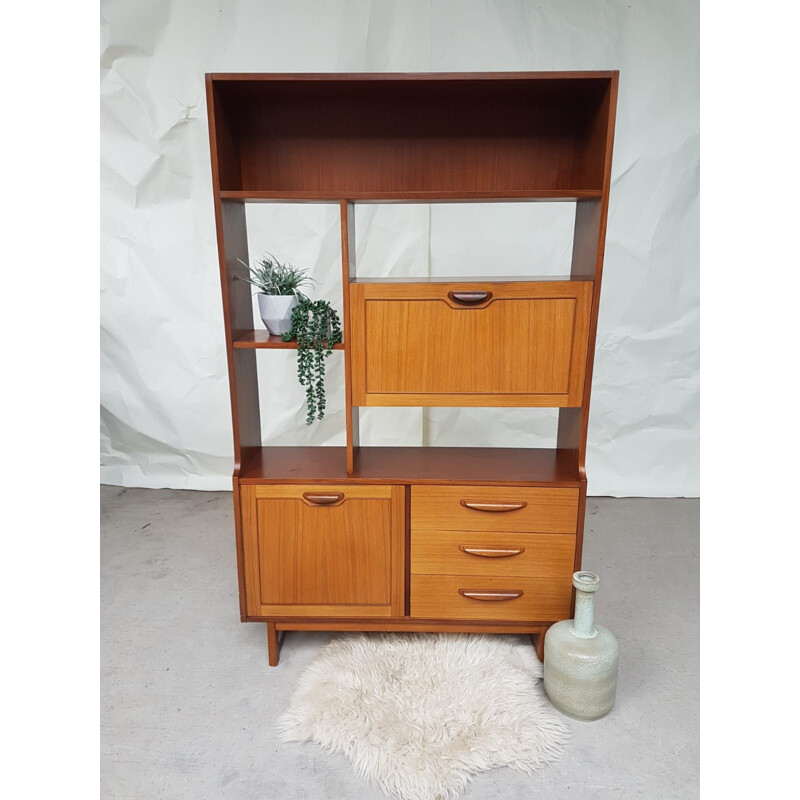 Vintage wall bookcase in teak by Stonehill