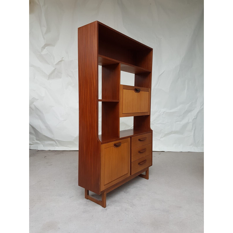 Vintage wall bookcase in teak by Stonehill