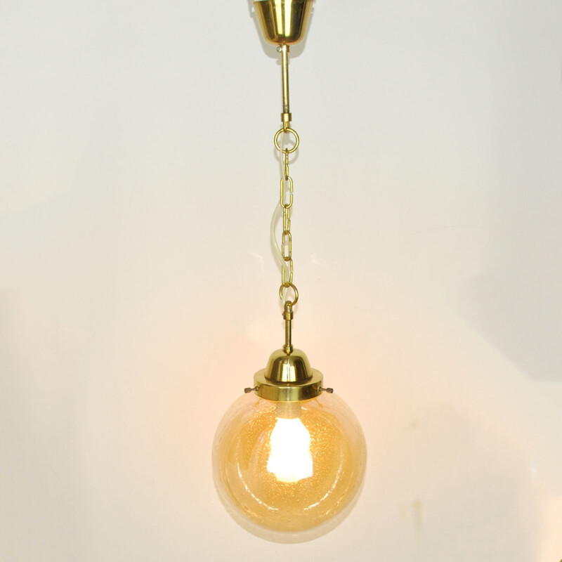 Vintage German pendant lamp in brass and glass