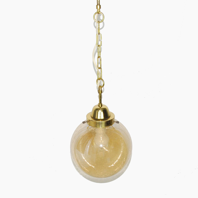 Vintage German pendant lamp in brass and glass