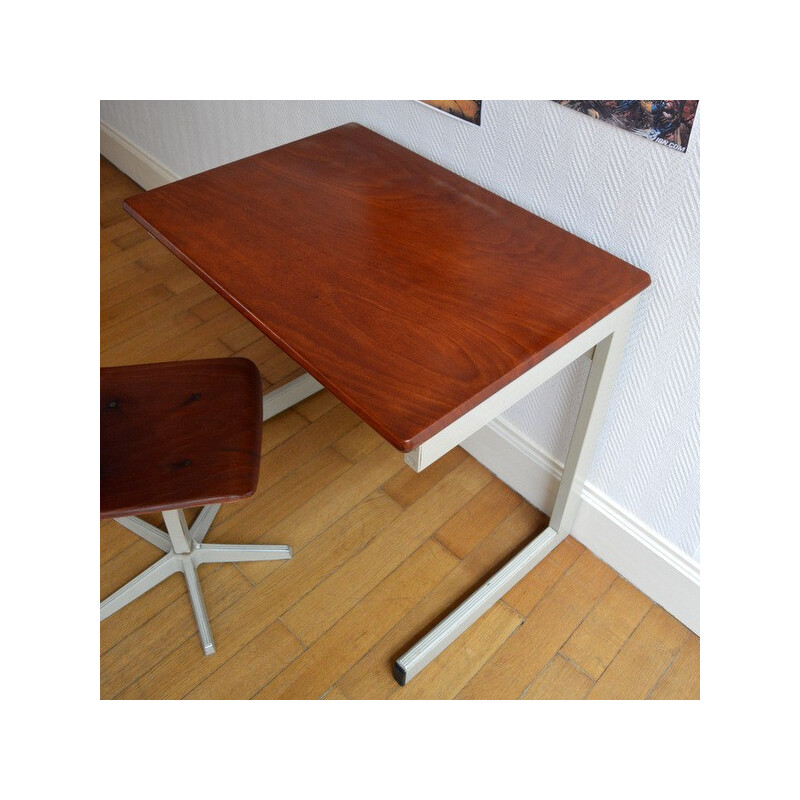 Pagholz desk and chair in wood and metal - 1970s