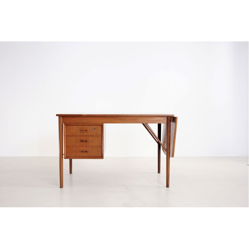 Danish teak and brass desk by E.W. Bach