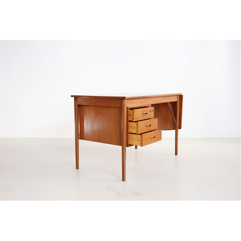 Danish teak and brass desk by E.W. Bach