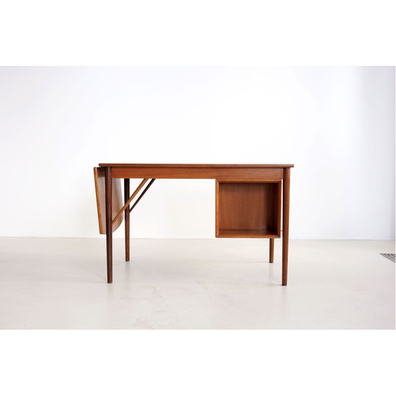 Danish teak and brass desk by E.W. Bach