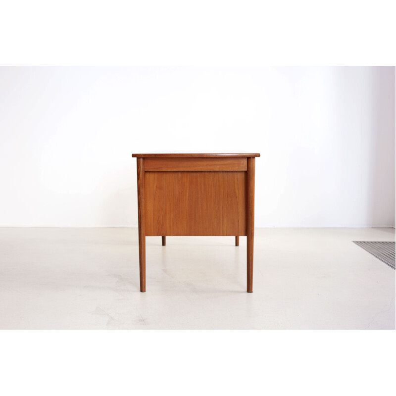 Danish teak and brass desk by E.W. Bach