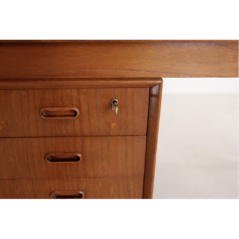 Danish teak and brass desk by E.W. Bach