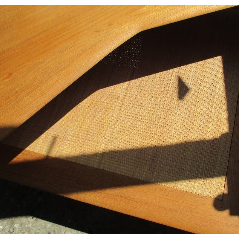 Vintage teak and wicker coffee table