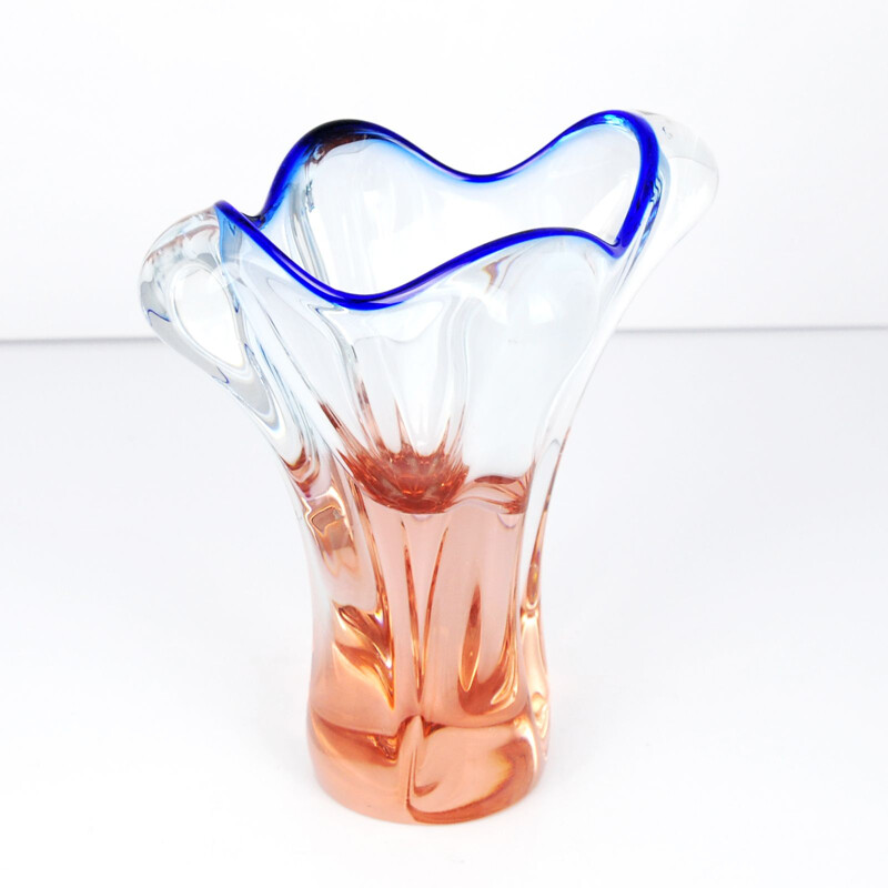 Multicolored glass vase by Jozef Hospodka