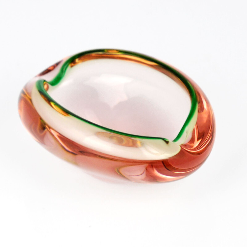 Pink glass ashtray by Rudolf Beranek