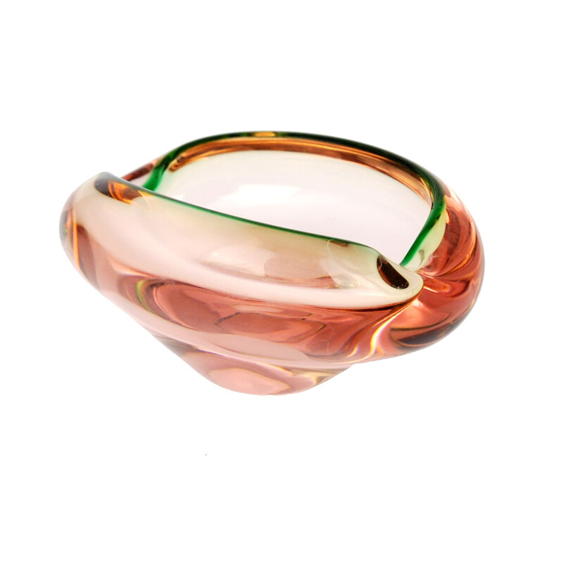 Pink glass ashtray by Rudolf Beranek