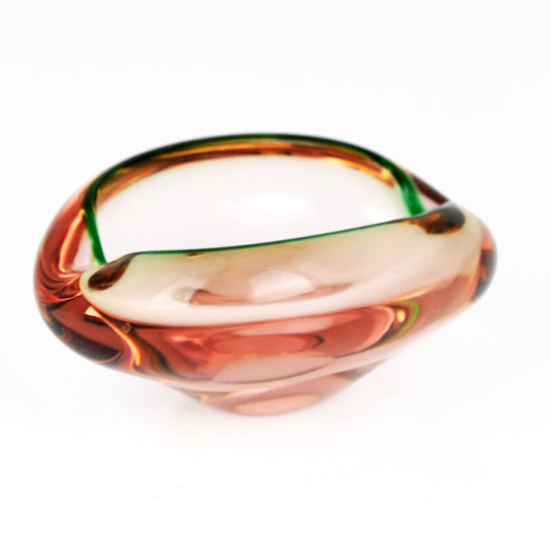 Pink glass ashtray by Rudolf Beranek