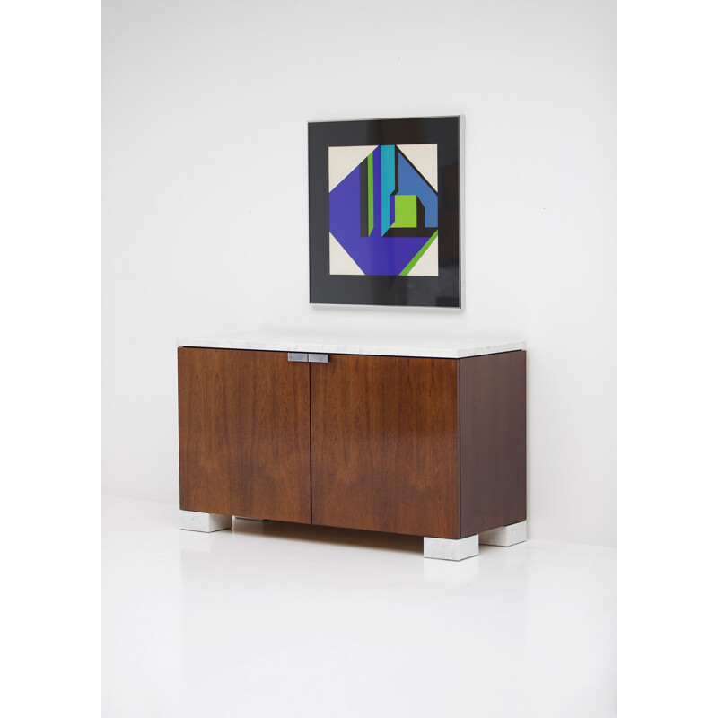 Vintage cabinet in walnut and marble by Alfred Hendrickx