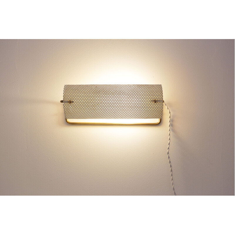 Vintage metal and brass wall lamp by Pierre Guariche