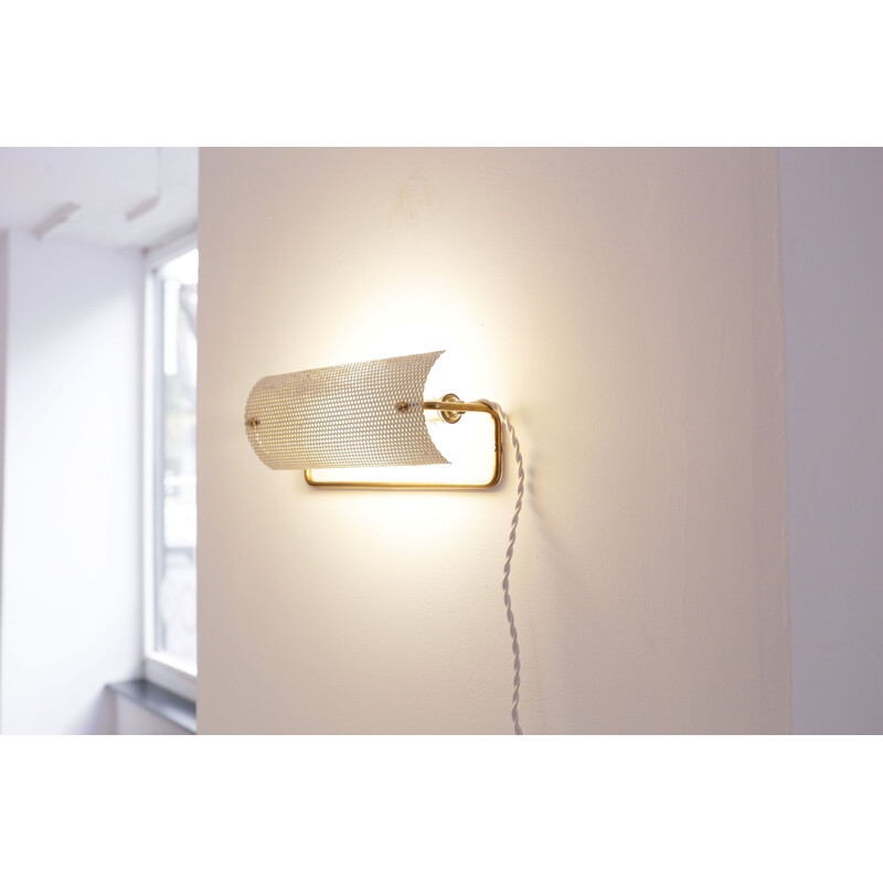 Vintage metal and brass wall lamp by Pierre Guariche