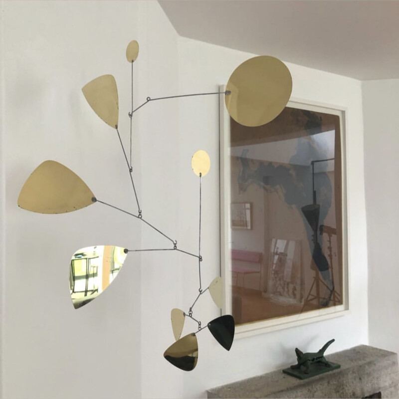 Vintage iron and brass pendant lamp