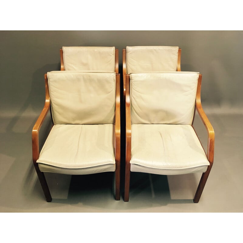 Suite de 4 fauteuils en cuir Antimott par Walter Knoll