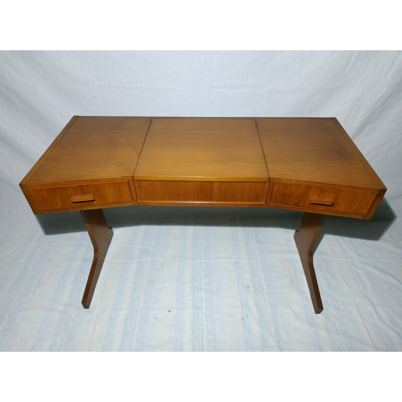 Vintage desk in teak convertible into dressing table Scandinavian 1960s