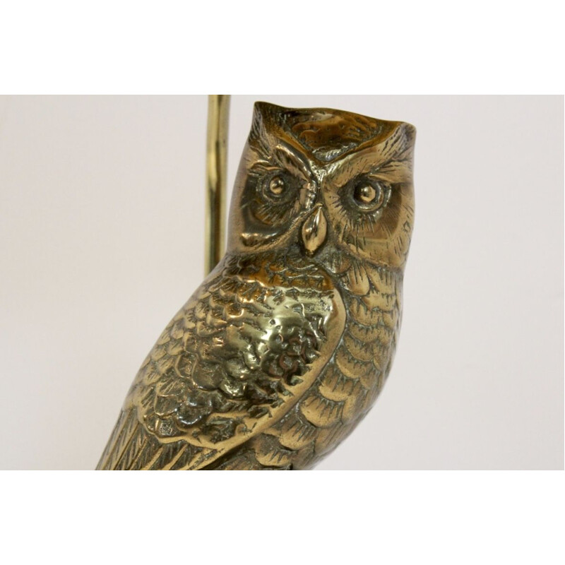 Vintage table lamp Owl sculpture in Brass by Deknudt, Belgium 1970s