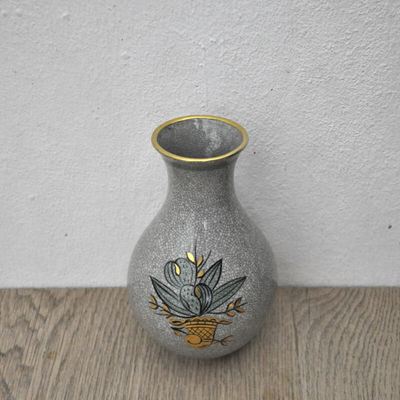 Vintage vase craquele glaze porcelain Lyngby Porcelain 1930s