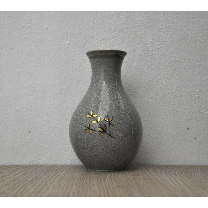 Vintage vase craquele glaze porcelain Lyngby Porcelain 1930s