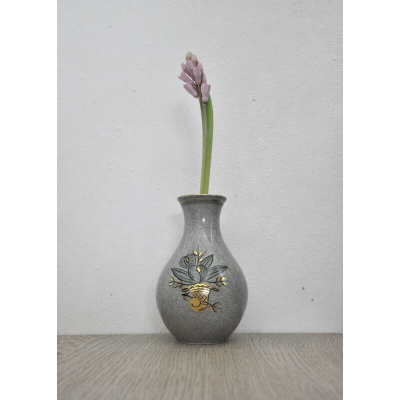 Vase vintage porcelaine craquelée glacée Lyngby Porcelain années 1930