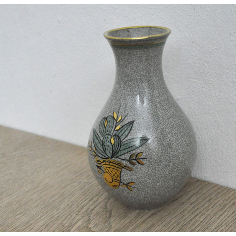 Vase vintage porcelaine craquelée glacée Lyngby Porcelain années 1930