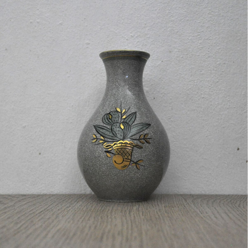 Vintage vase craquele glaze porcelain Lyngby Porcelain 1930s