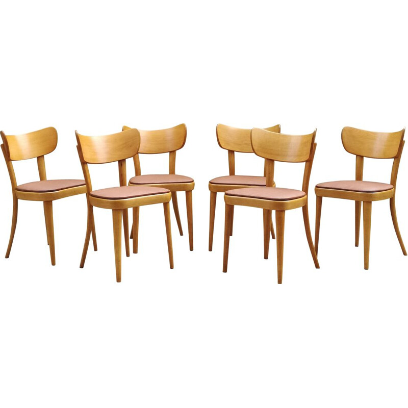 Set of 6 bistro chairs in beechwood by Thonet